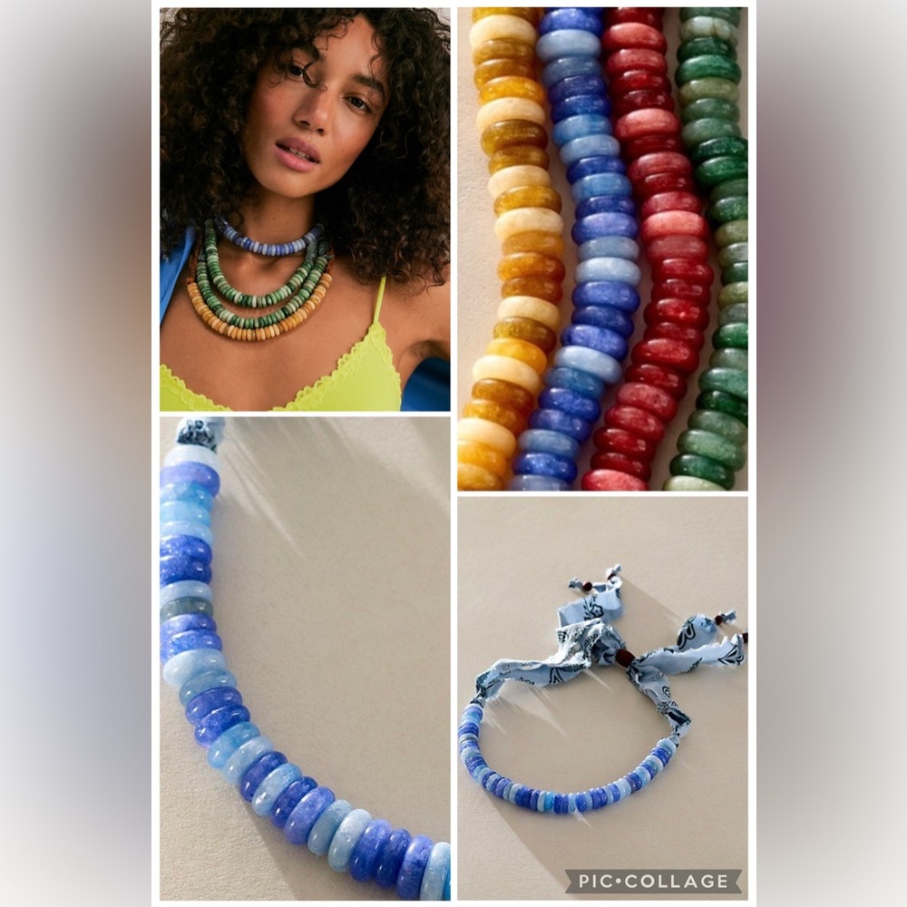 Free People Orion Stone and Bandana Choker Blue NWT